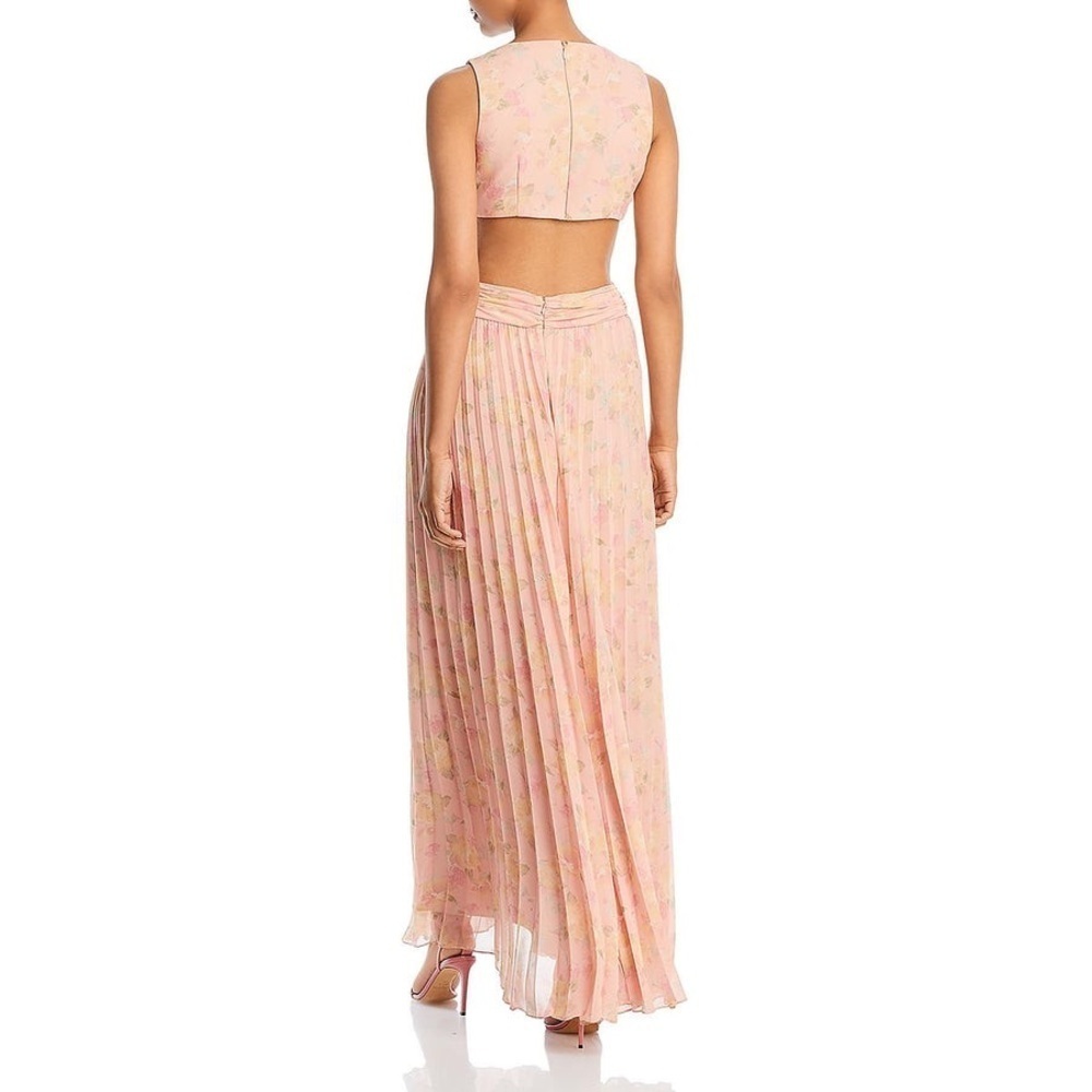 AQUA Floral Print Cutout Gown - Picture 3 of 4